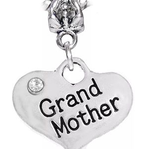 Crystal Grandmother Heart Dangle Charm
